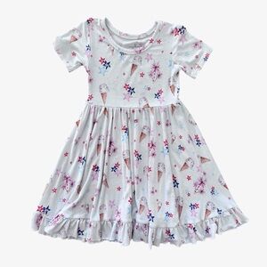 Little Pajama Company Bamboo Star and Ice Cream Print Dress 3T